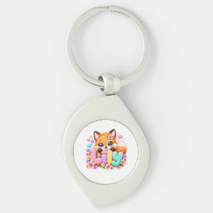Llavero Lily Fox Kawaii Bonito Nombre Floral Madera Rosa P