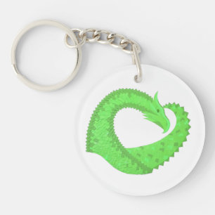 Llavero Lime dragón de corazón verde sobre blanco