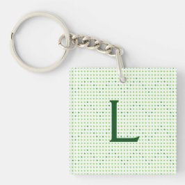Llavero Lime, Green Chevron Pattern Dots Monograma KeyChai