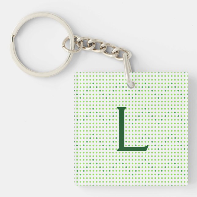 Llavero Lime, Green Chevron Pattern Dots Monograma KeyChai (Frente)