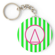 Lime Green Stripe Delta Sorority Keychain