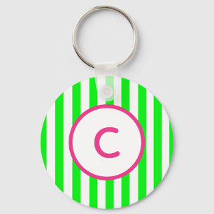 Llavero Lime Green Stripe Monograma Keychain