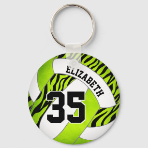 Llavero lime negro w rayas de cebra acento chicas voleibol