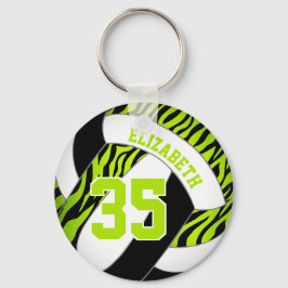 Llavero lime negro w rayas de cebra acento chicas voleibol