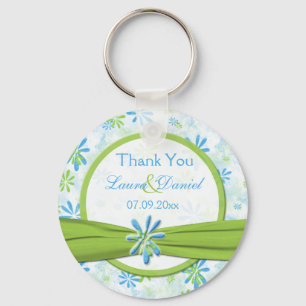 Llavero Lime Verde y Blue Floral Wedding Favor Keychain