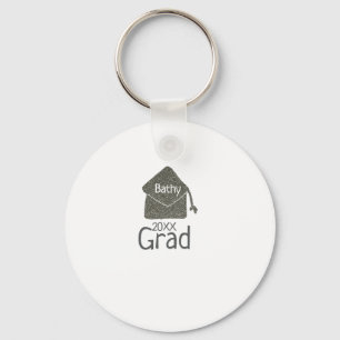 Llavero Límite de graduación plateado purpurina añadir nom
