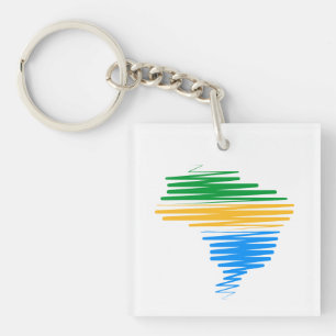 Llavero Límite de mapa de Brasil con colores de bandera br