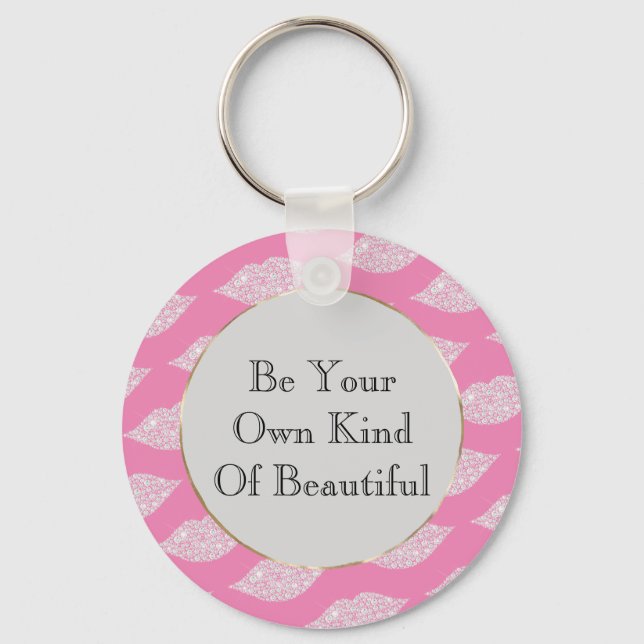 Llavero Límites de diamante blanco gris rosado (Anverso)