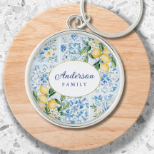 Limoncillo de azulejo italiano azul con acuarela p