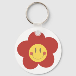 Llavero Linda Flor Sonriente Estética Retro Cara Feliz Des