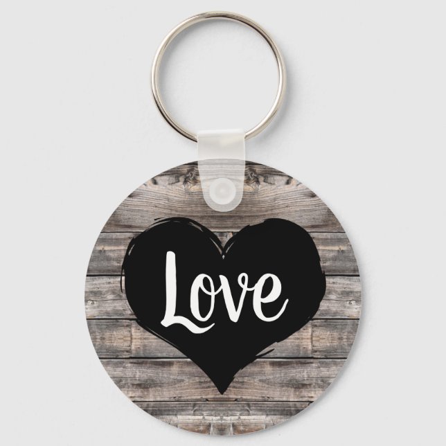 Llavero linda moda rústica LOVE HEART | Keychain (Anverso)