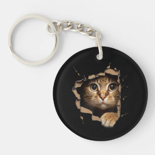 Llavero Lindas miradas de gatito desde tela rasgada Gatos