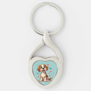 Llavero Lindo Beagle Kawaii con Corazones Perro Juguetón