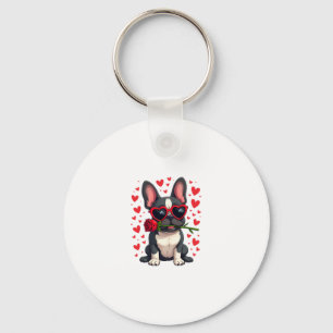 Llavero Lindo Boston Terrier con gafas rosa día de San Val