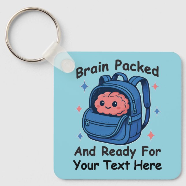 Llavero Lindo “Cerebro Listo” Personalizable para el Regre (Anverso)