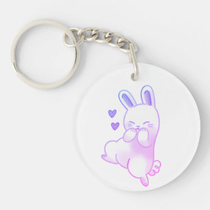 Llavero Lindo conejito kawaii de acrílico pastel morado ri