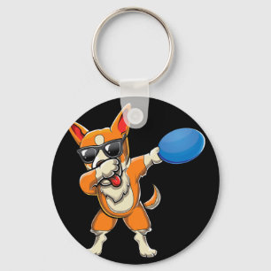 Llavero Lindo Corgi Galés haciendo dabbing, perro de pasto