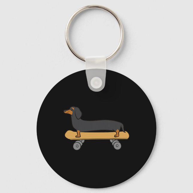 Llavero Lindo Dachshund de monopatín (Anverso)