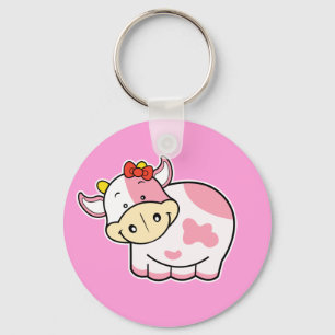 Llavero lindo del rosa de la vaca