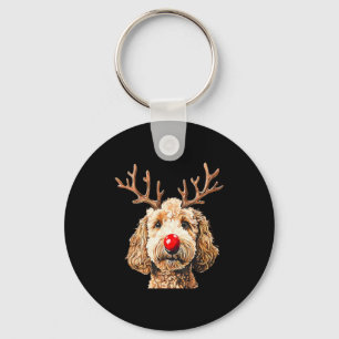 Llavero Lindo divertido reno Santa Goldendoodle Navidad T