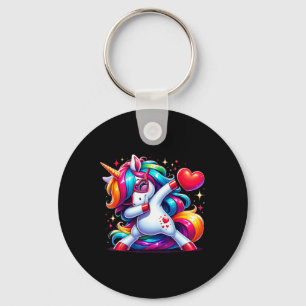 Llavero Lindo Divertido Unicornio Cool Dabbing Corazón Día