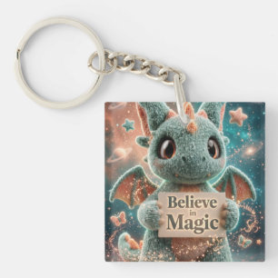 Llavero Lindo dragón de peluche de fantasía que sostiene C