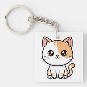 Llavero Lindo gatito atigrado naranja Kawaii