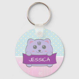 Llavero Lindo Gatito Personalizado de Lunares
