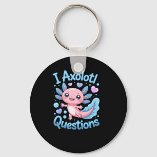 Llavero Lindo Kawaii Axolotl Preguntas Azul Y Rosa
