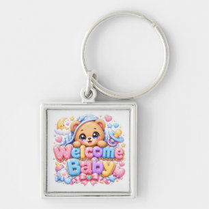 Llavero Lindo Kawaii Bienvenido Bebé Oso de Peluche Rosa P