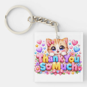 Llavero Lindo Kawaii Muchas Gracias Gato Nombre Rosa Paste