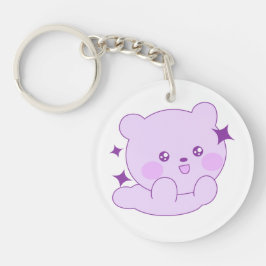 Llavero Lindo Kawaii Pastel Morado Oso Estelar Acrílico