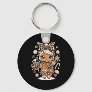 Llavero Lindo Leopardo de Pan de Jengibre Navidad Chicas M