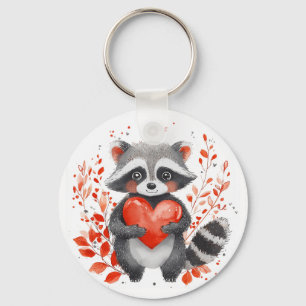 Llavero lindo mapache con corazón para el día de San Valen