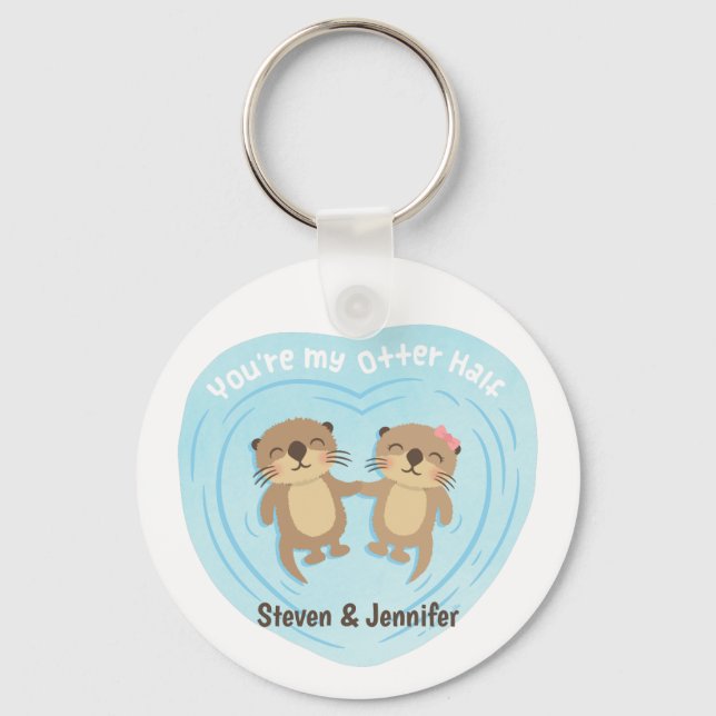 Llavero Lindo mi mitad nutria, Pareja Personalizada (Anverso)