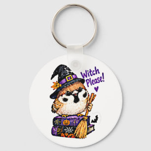 Llavero Lindo pájaro gorrión Chibi de Halloween Bruja Por 