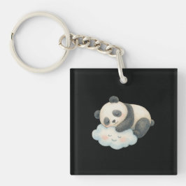 Llavero Lindo Panda Dormido en Nube Acuarela