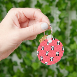 Llavero Lindo Panda Sosteniendo Corazón Patrón Kawaii San