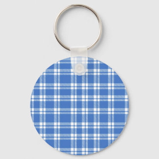 Llavero Lindo patrón de cuadros de gingham azul retro
