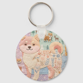 Llavero Lindo patrón floral de patchwork japonés de Shiba