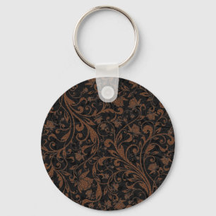Llavero Lindo patrón floral de tigre negro marrón