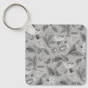 Llavero Lindo patrón floral gris