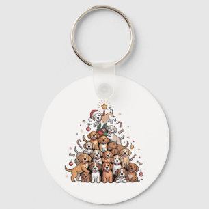 Llavero Lindo perro de árbol de Navidad  