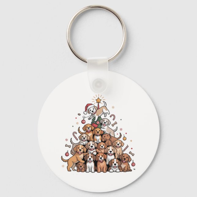 Llavero Lindo perro de árbol de Navidad   (Anverso)