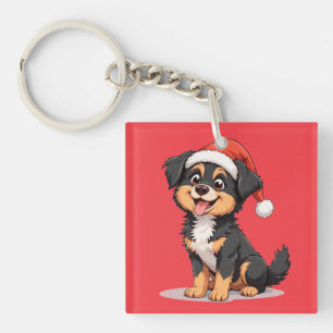 Llavero Lindo perro de dibujos animados con sombrero de Sa
