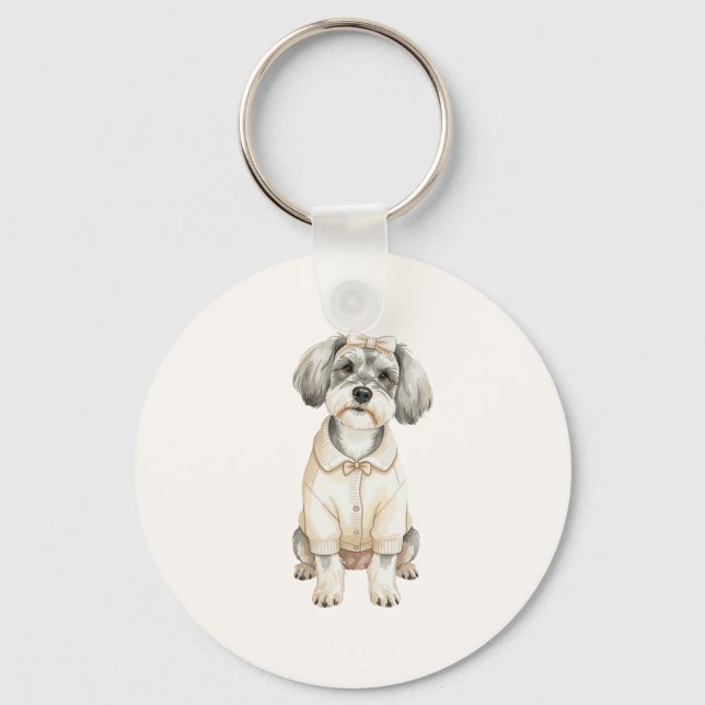 Llavero Lindo perro schnauzer de orejas largas  (Anverso)