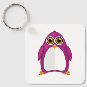 Llavero Lindo Pingüino Violeta Rojo Kawaii Dibujo Animado
