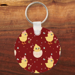 Llavero Lindo pollito de Pascua con patrón continuo de laz
