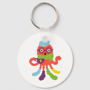 Llavero Lindo pulpo enfermo pixelado colorido