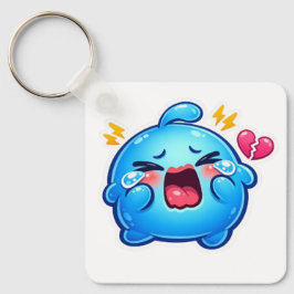 Llavero Lindo Slime Kawaii Azul Triste Llorando con Corazó